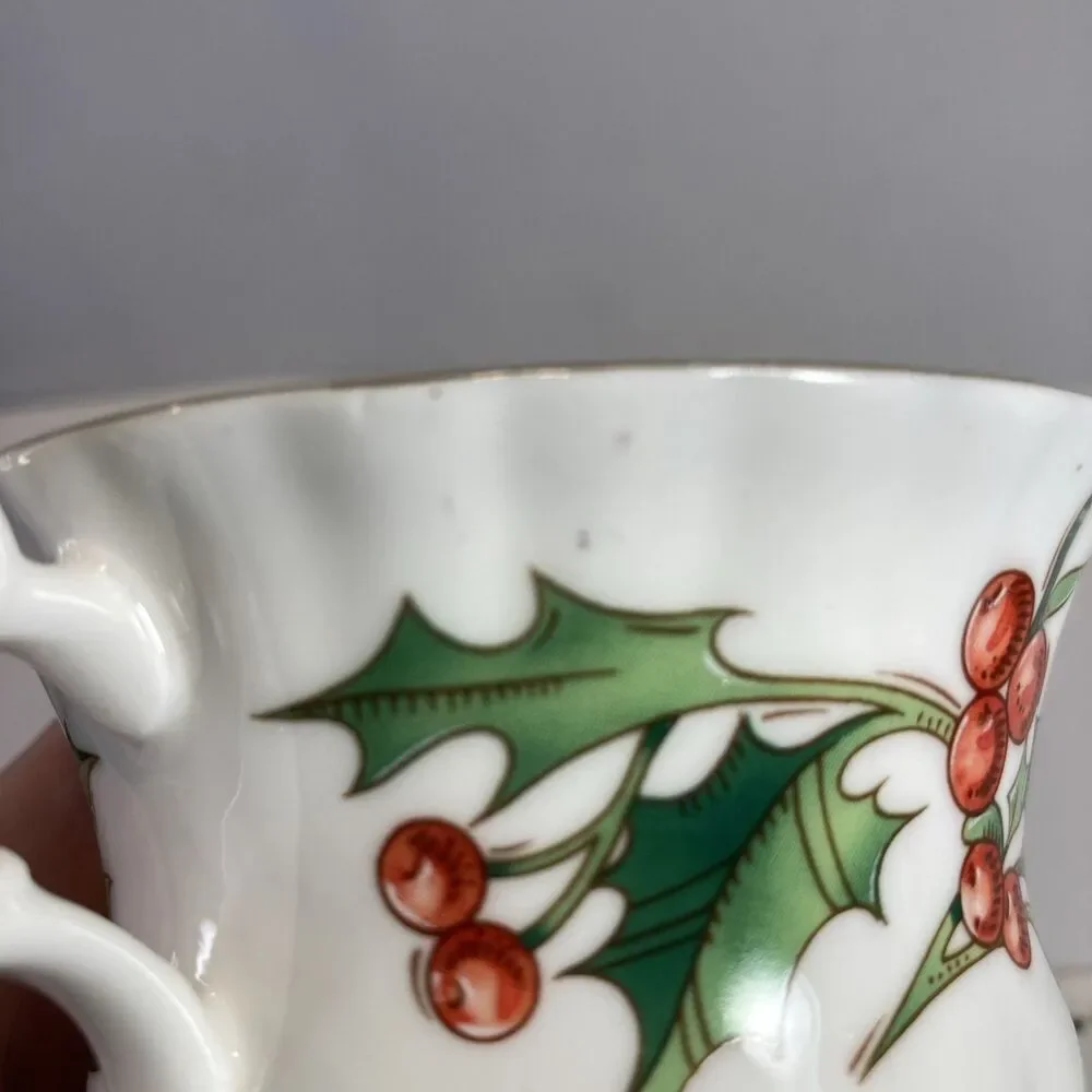 A Cup Of Christmas Tea Cup & Saucer Set Waldman House Tom Hegg Hanson Bone China